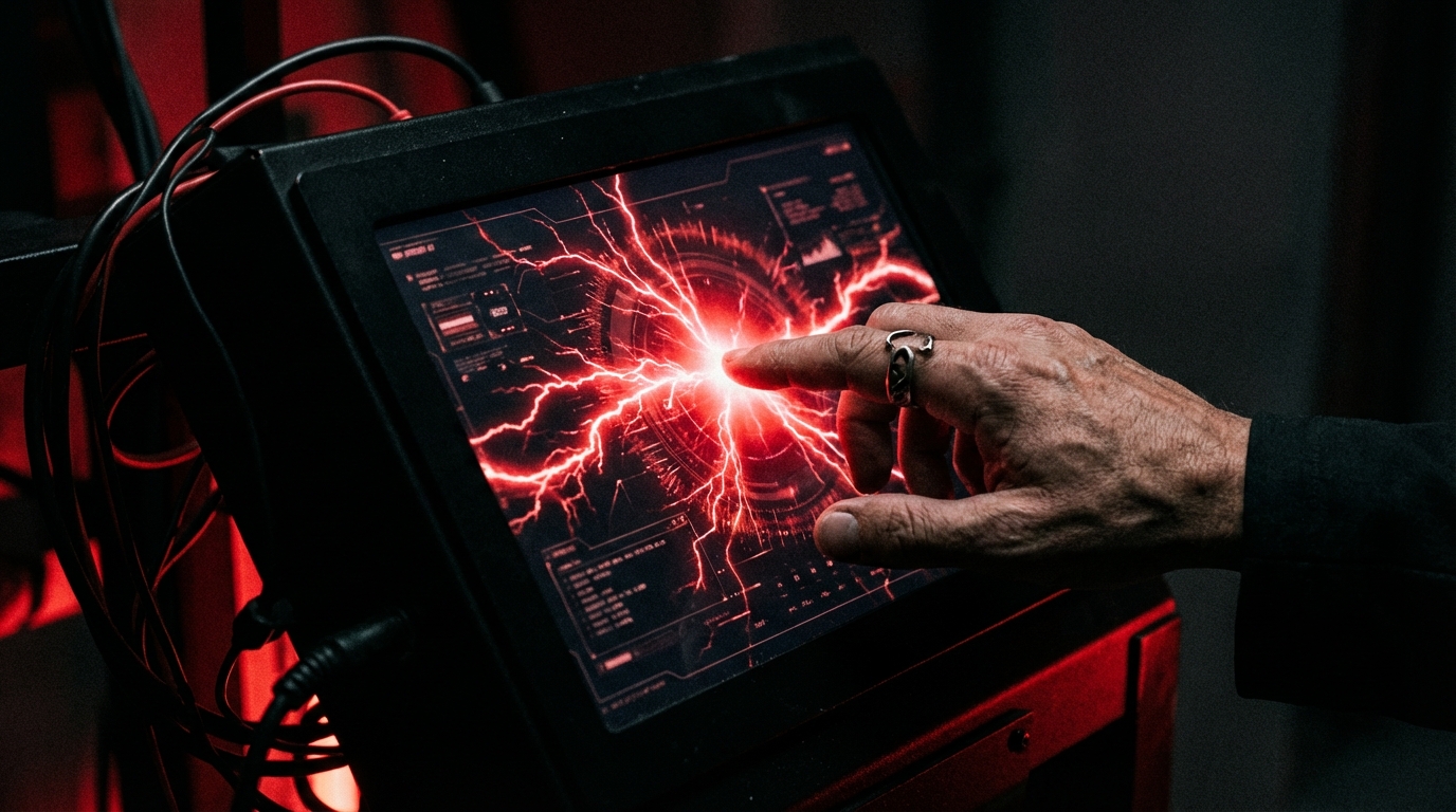 Menselijke hand die interactie aangaat met digitale AI interface